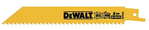 DEWALT Reciprocating Saw Blades, Straight Back, 6-Inch, 6 TPI, 5-Pack (DW4850) , Yellow