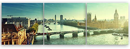 ge Bildet Bild auf Leinwand | Westminster in London - UK - Stadtbild Städtebild I in 120x40 cm mehrteilig als Panorama Wandbild XXL | Wand-deko Dekoration Wohnung modern Bilder | 2211