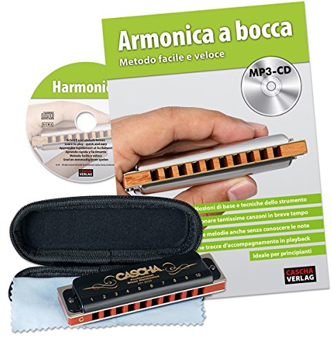 CASCHA HH 1610 IT Professional Blues Harmonica Set Mundharmonika Inklusive Italienischer Schule mit MP3-CD