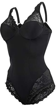 MyLady Body Contenitivo Modellante Senza Ferretto Coppa C | Body Shaper Snellente con Spalline larghe per Taglie Forti | Coppe Non Imbottite e Pannello Frontale Foderati in Cotone (Nero, 6C)
