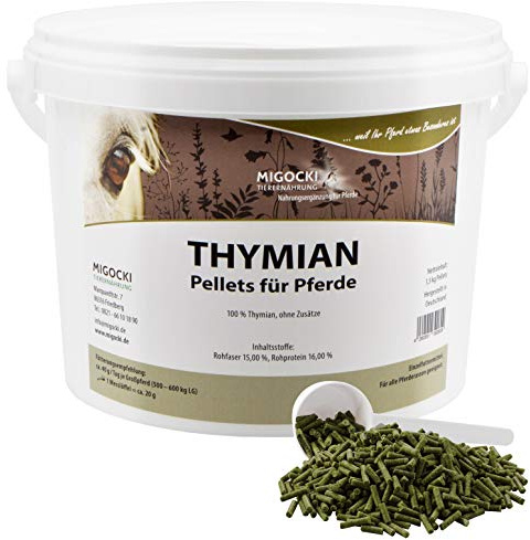MIGOCKI THYMIAN – 1,5 kg – für Pferde – Reine Kräuter ohne Zusätze - Pellets