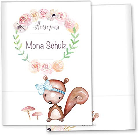 OLGS Reisepasshülle Cute Boho Eichhörnchen - Mit Liebe personalisierbare Schutzhülle
