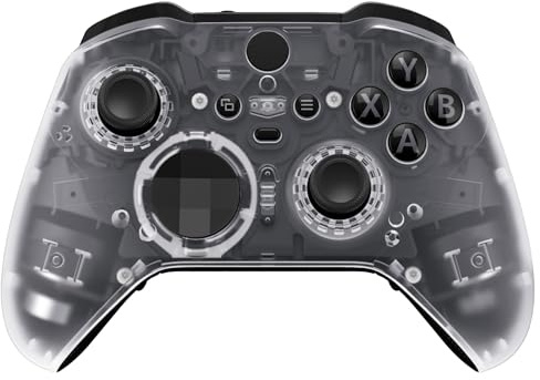 eXtremeRate Coque Avant de Remplacement pour Xbox One Elite Series 2 Manette, Coque Avant Customisé avec Anneaux pour Xbox One Elite Series 2 Manette, Modèle 1797, Transparent