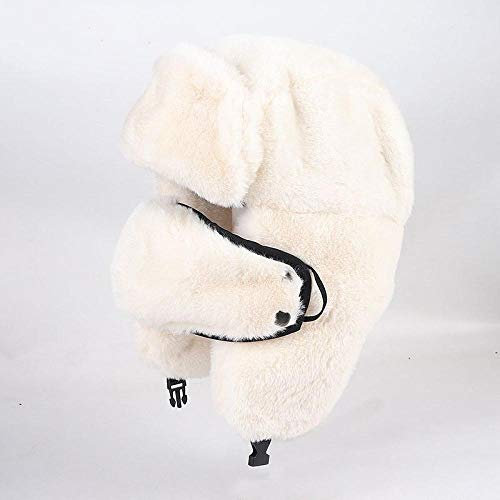 AIMICONG Russen Mütze Ushanka Winter Kunstpelzmütze Frauen Bomber Hüte Outdoor Warm Pink Ski Ohrenklappen Sowjetischer Hut Russische Schneekappe Weiß