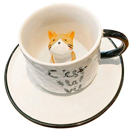 Cabilock 3D Cartoon Katze Tasse Keramik: Einzigartige Cartoon Katze Kaffeetassen Weihnachten für Geburtstage Frauen Mädchen Freundin