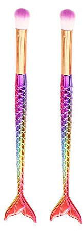 Cheeroyal ombretto pennello trucco pennello colorato fishtail ombretto pennello spazzola sirena Fishtail trucco pennelli Pro ombretto fondotinta correttore pennello pennello fard(2 pezzi)