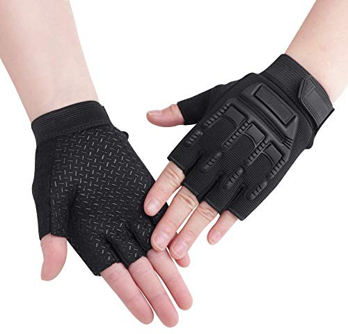 Kids Cycling Fingerless Gloves - Boys & Girls Half Finger Riding Gloves for Outdoor Sports - Shockproof, Non-Slip Gel, UV Protection