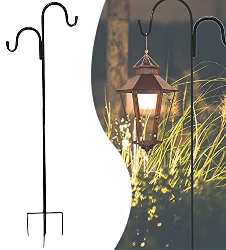 WMLBK Hirtenhaken,124cm Garten Doppelhaken 5 Zinkenbasis Hirtenbogen-Haken für Futterhäuschen,Solarleuchten,Kleiderbügel,Pflanzkörbe,Dekoartikel