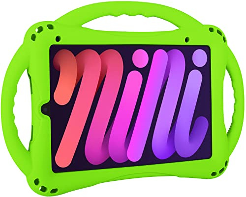 TopEsct Kids Case for iPad Mini 7 (A17 Pro) 2024 /iPad Mini6 2021, Shockproof Silicone Cover with Handle Stand for 8.3 iPad Mini 6th/7th Gen,Green