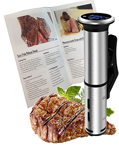 YYNN Sous Vide Garer, Stick circolatore termico a immersione con controllo preciso della temperatura e del tempo, in acciaio inossidabile e interfaccia digitale, con ricettario, temperatura e timer
