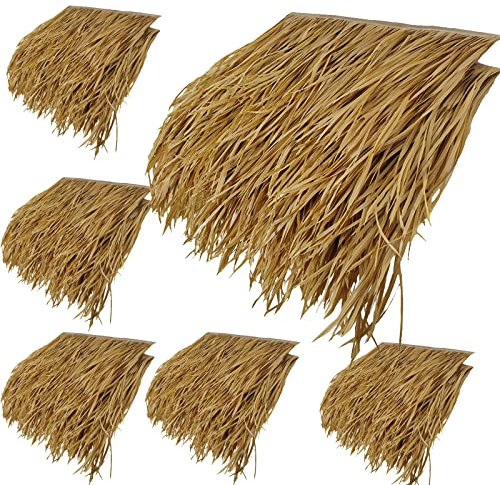 Wetterfeste Palmdach Strohdach Feuerfeste Grasdach,Lebensdauer Bis Zu 15 Jahre for Tiki Bar Super Deko Garten Hawaii Strandschir Mstrandschirm Holzhaus(Size:30pcs,Color:Feuerfestes Gelb)
