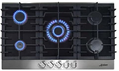 Kaiser Avantgarde Pro Gas Hob | 86cm 5 Burner Black & Silver Cooktop