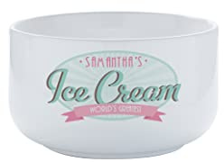 Personalization Universe Custom Ice Cream Shoppe 14 oz. Bowl - Heavyweight Stoneware, Chip-Resistant, Personalized with Any Name - Perfect Couples, Mom, Dad, Boys,Girls - Dishwasher & Microwave Safe