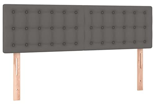 vidaXL Kopfteil, Bettkopfteil mit Holzbeinen, Höhenverstellbar Polsterkopfteil für Bett, Betthaupt Bettzubehör Schlafzimmer, Grau 144x5x78/88cm Kunstleder
