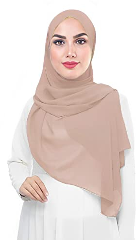 Premium Chiffon Hijab Head Scarf Shawl Wrap for Muslim Women Lightweight (Nude)