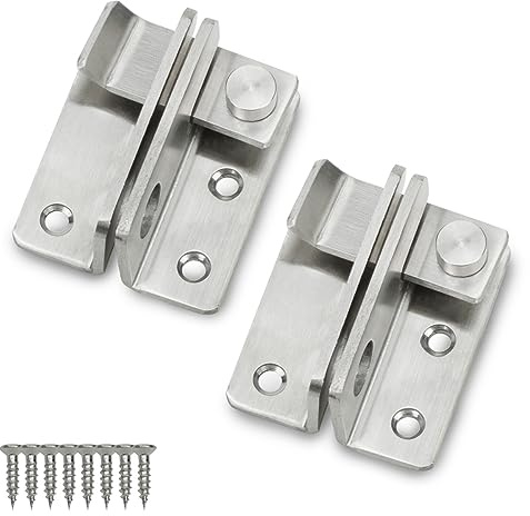 Bwintech 2 Stück 44MM Rechts offen Flip Latch Tor Verschlüsse Schiebetür Bolzen Riegel Sicherheit Türschloss Catch, Edelstahl gebürstet Finished