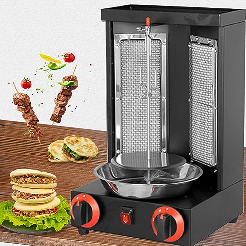 Electric/Gas Kebab Grill Machine, 360° Rotating Vertical Broiler Barbecue Oven, Smokeless Turkey Doner Kebab Machine,Black-A