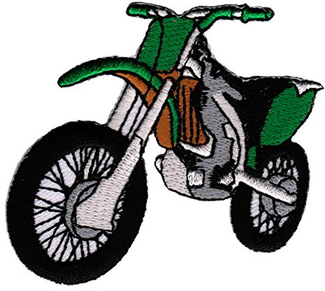 Enduro Grün Motorrad Aufnäher zum aufbügeln oder aufnähen Bügelbild Aufbügler für Kleidung gestickter Bügelflicken Applikation Motocross Dirt Bike Patch Größe 7 x 6,5 cm