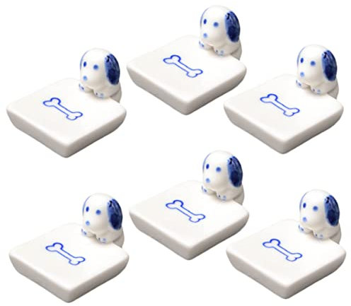 HEMOTON Supporter 6 Pièces Chat Chien Porte-Fourchette Porte-Couverts Repose-Couteau Porte-Oreiller Porte-cuillère Porcelaine Porte-stylos Range Couverts Porte-Plume Céramique