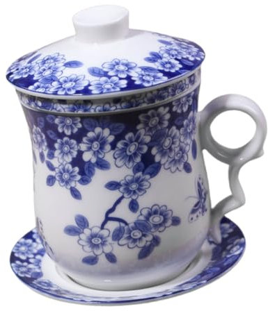 ABOOFAN 1 Jeu Service à Thé En Porcelaine Bleu Et Blanc Tasse à Café Et à Thé Tasses à Thé Gongfu Tasse De Thé Chinoise Tasse à Thé Avec Infuseur Céramique Voyage Tasse Rétro Miniature