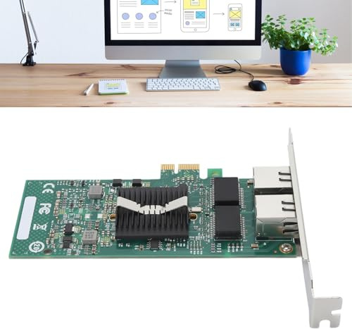 Tarjeta de Red PCIe Gigabit de Doble Puerto, Adaptador de Red de Servidor PCI Express 2.0 X1 X4 X8 X16 de 10/100/1000Mbps con 2 Puertos Ethernet RJ45 para Chip Intel 82575GB/EB