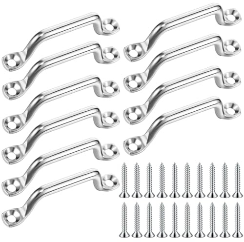 KITRDOOR Augplatte, 10 Stück Edelstahl Ösen Halterung Boot Top Pad Eye Deck Loop Augenband-Deckring Kajak Pad Marine Hardware Decksplatte Befestigungshaken Kit mit 20 Schrauben für Kajak Kanu Rigging