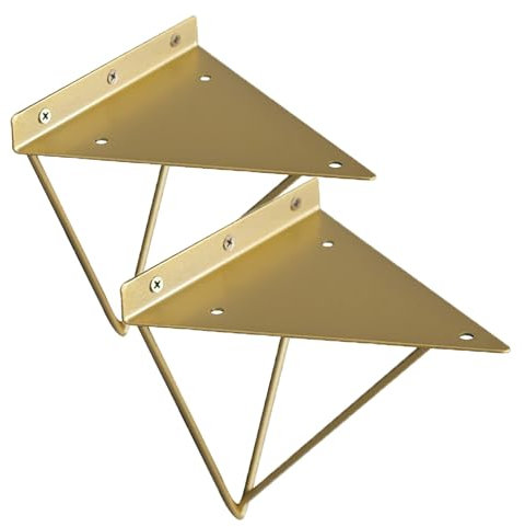 Regalwinkel Regalträger Regalhalter Konsole Wandkonsole Regalhalterung Wandhalter Halterung, Regalträger aus Eisen Wandhalterung, Metallhalterung für dekoratives Wohnzimmer(Gold,10x10x11cm/3.94x3.94x4
