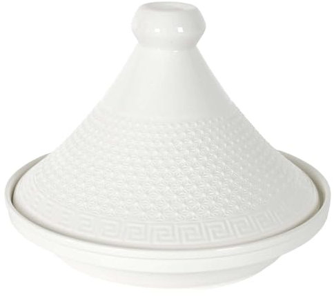 HOME DECO FACTORY, KA0280, Tagine da Presentazione in Ceramica 25,5 cm - Elegante Utensile da Cucina e Accessorio da Servizio, Ideale per Carni e Verdure, Bianco