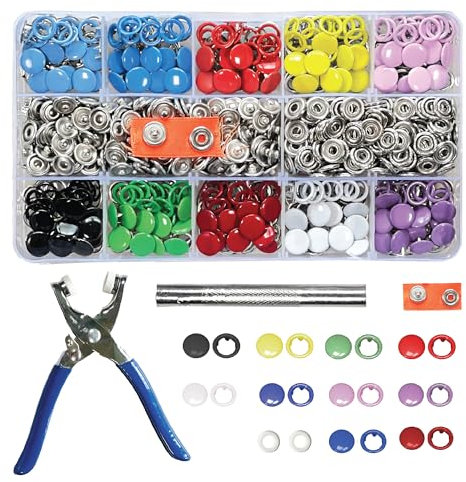 200 Sets Druckknöpfe set mit zange 9,5 mm, druckknöpfe ohne nähen Metallknopf, Druckknöpfe, mit 10 Farben für Baby-Kinderkleidung, Nähen, Basteln, handgefertigt, Kleidungsreparatur, DIY-Kleidung