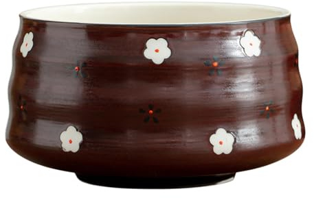 Sharplace Bol à matcha en porcelaine Tasse à thé japonaise fabriquée à la main 580 ml Bol à thé en porcelaine Bol à mélange de matcha pour les amateurs de thé, Rouge