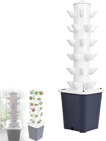 Torre de cultivo hidropónico con tanque de 10 l Torre de jardín hidropónico vertical de 6 capas for 30 plantas Torre de plantas for jardinería de interior for hierbas, frutas, verduras y huertos domés