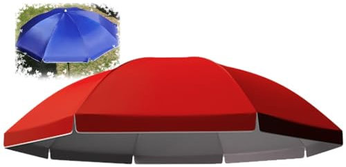 IMUNKT Tela di Ricambio per Ombrellone da Spiaggia, 180cm 200cm 220cm 240cm, Copertura di Ricambio Tessuto Poliestere/Lavabile, 8 Balene/10 Balene(Red,235cm(7.7ft)/8 Ribs)