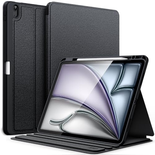 JETech Case for iPad Air 13-Inch M3/M2 (2025/2024) with Pencil Holder, Slim Folio Stand Protective Tablet Cover, Multi-Angle Viewing, Auto Wake/Sleep (Black)
