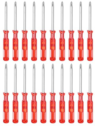 sourcing map Lot de 20 mini tournevis cruciformes PH00 #00 de 6,6 cm de long en acier au carbone avec poignée ergonomique pour réparation de bricolage, rouge