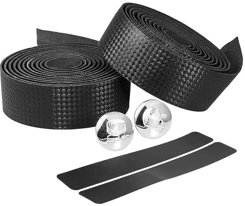 Road Bike Handlebar Tapes Bicycle Bar Tape Cycling Handle Bar Tape Bike Handle Foam Grip Straps Bicycle Breathable Wraps with 2pcs Bar End Plugs Carbon Pattern Black
