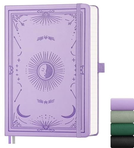 Notizbuch A5 Liniert, 100g/m² Papier, 192 Seiten, PU Hardcover, 14,5 x 21cm | Tagebuch, Kein Ausbluten, 180°flach, Innentasch, für Frauen und Männer, Arbeit, Schule, Journal, Geschenk, Lila