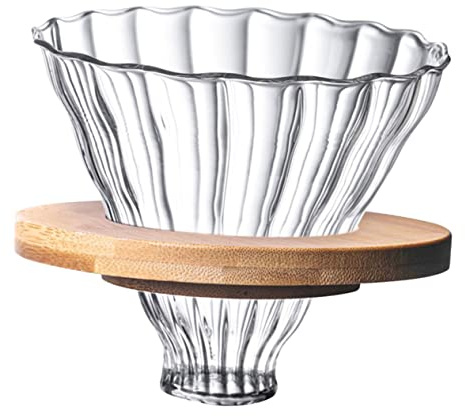 Borosilikatglas Kaffee Trichter für Handaufguss, 1 Satz | Holzdetails, Wiederverwendbar und Leicht zu Reinigen, für Küche und Zuhause