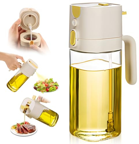 MUOOMU Oil Sprayer for Cooking, Upgraded Olive Sprayer Bottle, Air Fryer Accessories, Mister 7oz/200ml Vinegar Spritzer, Kitchen Gadgets for Salad, BBQ, Roasting (Glass-C (Upgraded))