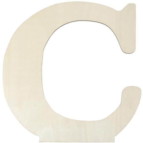 SOFPLATE Letra C de Madera de 14 x 14.8 Pulgada Recortes del Alfabeto de Madera Palabras s Sin Terminar Tableros de Letreros de MDF En Blanco Antiguo para Cumpleaños Bodas Navidad Decoración de Pared