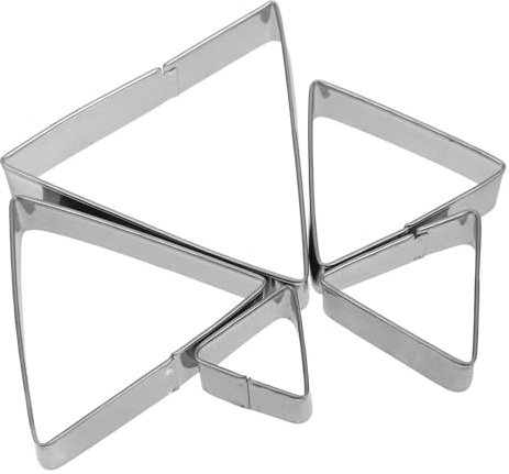 FONDOTIN Stainless Steel Triangle Biscuit Cutter Set 5 Pieces Embossing Molds for Cookie and Sugar Crafting Home Baking Tool Kitchen Accessory