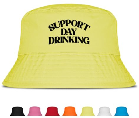 Prozente Momente Support Day Drinking - Fischerhut - Lustiger Fischerhut – Der perfekte Sonnenhut für Herren & Damen – Ideal als Malle-Outfit, Party-Accessoire & Festival-Eimerhut für den Strand