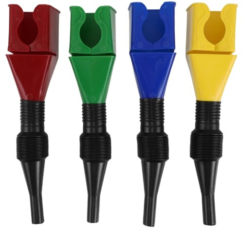 VALICLUD Lot de 4 entonnoirs en plastique portables avec tuyau flexible et clip pliables et extensibles pour un rangement facile comme entonnoir de remplissage d'huile pour moto et voiture