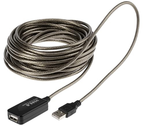 QWORK® 10M Cable de extensión USB, con Conector USB 2.0 Macho a Hembra de Aluminio, para Lector de Tarjetas, computadora, Teclado, Impresora