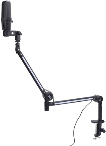 Jiawu Condensador USB Profesional Micrófono Micrófono Ajustable -RGB de Juego para la Transmisión del Hogar+ ABS con 22 Modos de Color