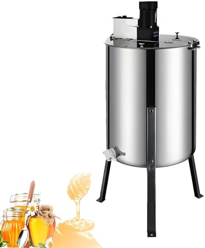 EpyGnom Estrattore di Mieles Elettrico 140W Centrifuga per Favi Coperchio Trasparente per L'industria del Mieles Negozi Domestici Commerciali Separatore di Mieles per Hobbisti Apicoltori 4Frame