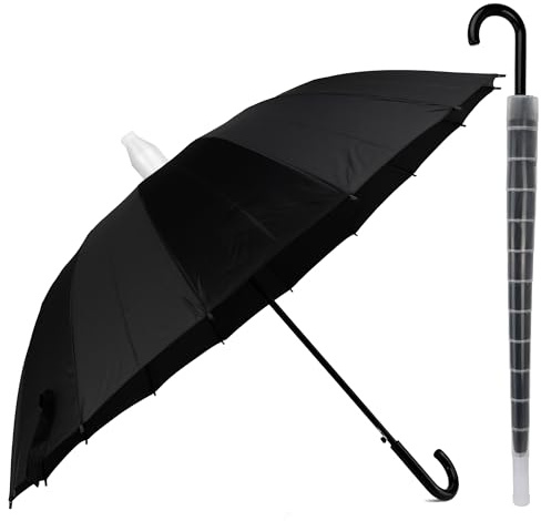 BESCH Paragua Grande XXL Antiviento 16 Varillas Acero Automático Abierto para Hombre y Mujer - Paragua para 2 Personas de 120cm Resistente al Viento - Con Funda Telescópica