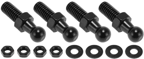 HOPESPANNER 1 Set Perno Sferico M8 Testa 10mm Lunghezza 33mm Ferro Nero Accessori Montaggio Ammortizzatore a Gas Con 4 Pcs Bulloni a Testa Sferica Rondelle e Dadi
