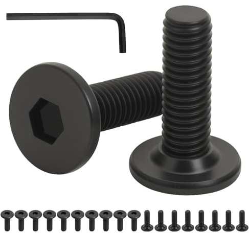 20 PzViti M5, Viti a Testa Svasata con Esagono Incassato, M5 x 16 mm Assortimento di Bulloni Viti a Brugola a Testa Piatta Nero per Macchine, con Chiave