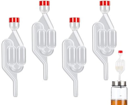 Chenivesss 4 tubi di fermentazione senza tappo, fermentazione a forma di S, in plastica, per birra, vinificazione, crauti, kimchi, kombucha, accessori per la fermentazione