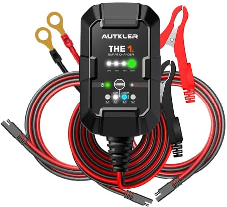 THE1a Motorrad Batterieladegerät 6V 12V 1A,Erhaltung 2-32AH Autobatterie | Vollautomatisch Erhaltungsladegerät & Entsulfator,Für Auto Motorrad Roller,Verschiedene Arten Blei & Lithium-Batterien